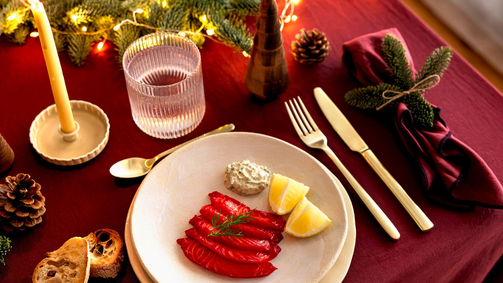 as a starter, trout gravlax